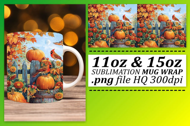 Watercolor Autumn Landscape Design Wrap for Mug 11oz/15oz Sublimation afrosvg 
