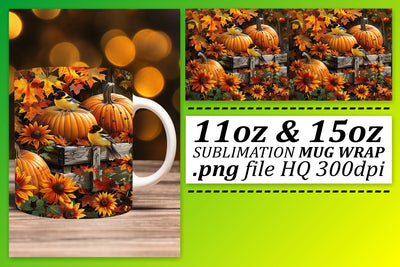 Watercolor Autumn Landscape Mug Wrap Sublimation 11oz/15oz Sublimation afrosvg 
