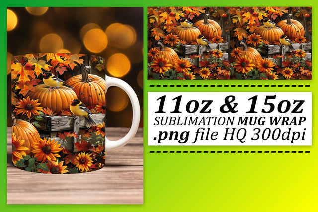 Watercolor Autumn Landscape Mug Wrap Sublimation 11oz/15oz Sublimation afrosvg 