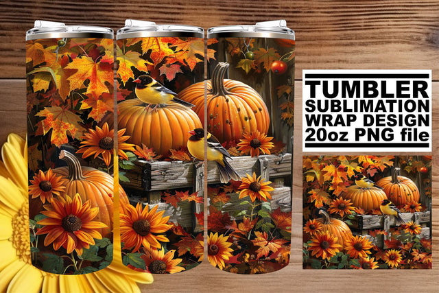 Watercolor Autumn Landscape Tumbler Wrap Sublimation 20oz Sublimation afrosvg 