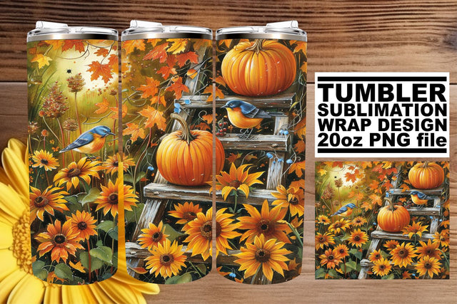 Watercolor Autumn Landscape Wrap for 20oz Tumblers Sublimation afrosvg 