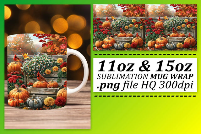 Watercolor Autumn Landscape Wrap for Mug 11oz/15oz Sublimation afrosvg 