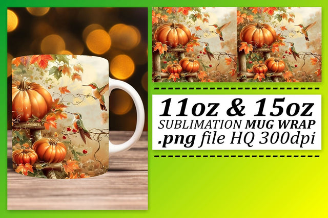 Watercolor Autumn Mug Wrap Fall Landscape 11oz/15oz Sublimation afrosvg 