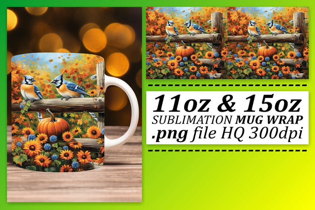 Watercolor Autumn Mug Wrap for Fall Design 11oz/15oz Sublimation afrosvg 