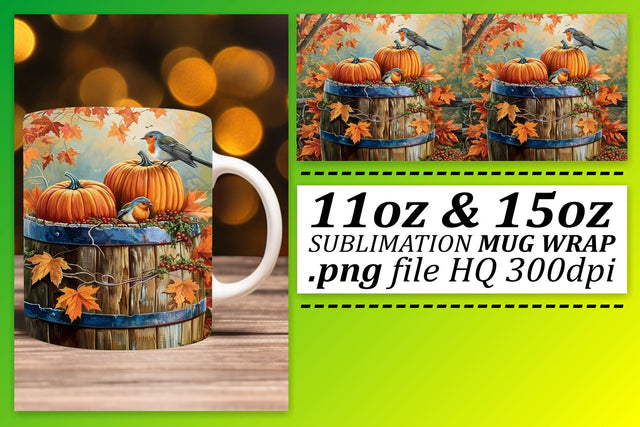 Watercolor Autumn Mug Wrap Sublimation 11oz/15oz Sublimation afrosvg 