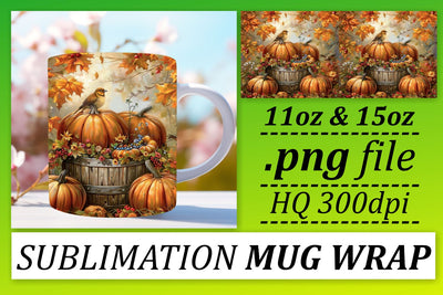 Watercolor Autumn Mug Wrap Sublimation Design 11oz/15oz Sublimation afrosvg 