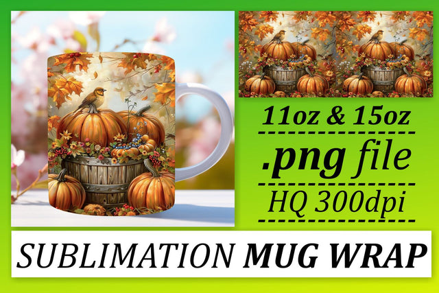 Watercolor Autumn Mug Wrap Sublimation Design 11oz/15oz Sublimation afrosvg 