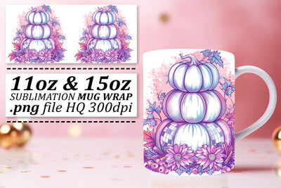 Watercolor Autumn Pumpkins Mug Wrap Design 11oz/15oz Sublimation afrosvg 