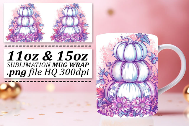 Watercolor Autumn Pumpkins Mug Wrap Design 11oz/15oz Sublimation afrosvg 