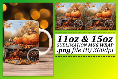 Watercolor Autumn Scene Mug Wrap Sublimation 11oz/15oz Sublimation afrosvg 