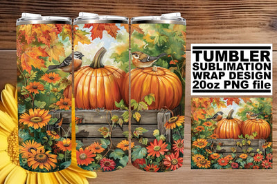 Watercolor Autumn Scene Tumbler Wrap - 20oz Design Sublimation afrosvg 