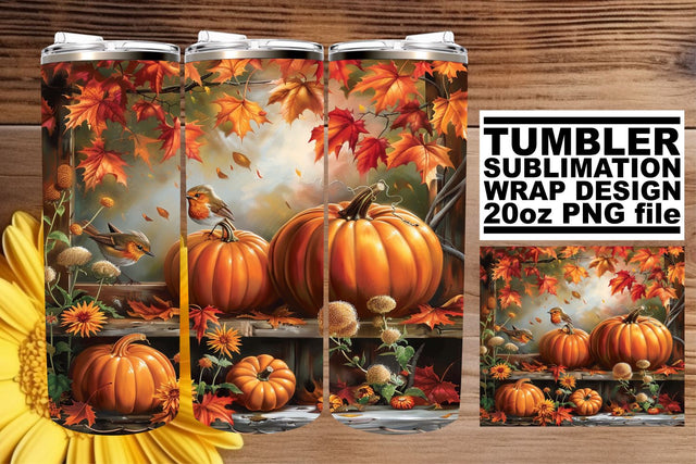 Watercolor Autumn Scene Tumbler Wrap Sublimation 20oz Sublimation afrosvg 