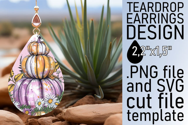 Watercolor Autumn Teardrop Earrings Sublimation afrosvg 