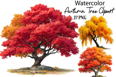Watercolor Autumn Tree PNG Clipart Sublimation SVGArt 