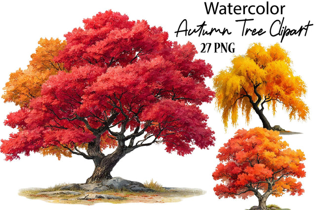 Watercolor Autumn Tree PNG Clipart Sublimation SVGArt 