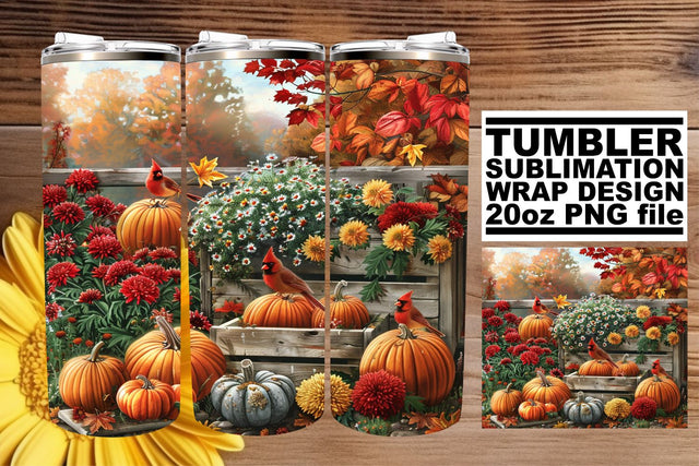 Watercolor Autumn Tumbler Wrap for 20oz - Fall Design Sublimation afrosvg 