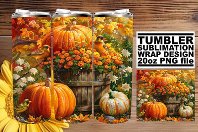 Watercolor Autumn Tumbler Wrap - Sublimation Design 20oz Sublimation afrosvg 