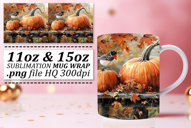 Watercolor Autumn Wrap for Mug Fall Design 11oz/15oz Sublimation afrosvg 