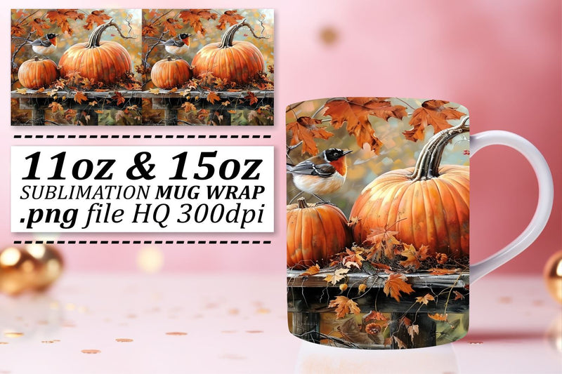 Watercolor Autumn Wrap for Mug Fall Design 11oz/15oz Sublimation afrosvg 