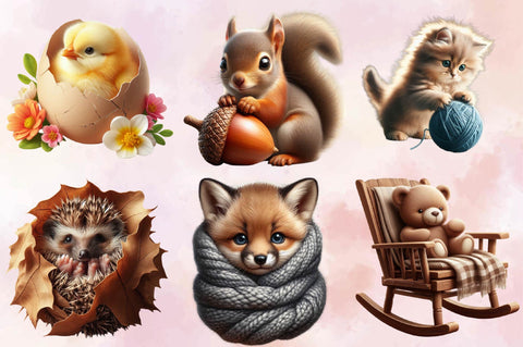 Watercolor Baby Animal Nursery Clipart Bundle Sublimation SVGArt 