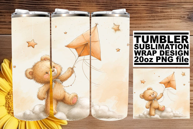 Watercolor Baby Bears on 20oz Tumbler - Nursery Artistic Bliss Sublimation afrosvg 