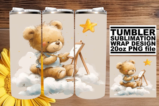 Watercolor Baby Bears on Tumbler - Nursery Artistry Sublimation afrosvg 