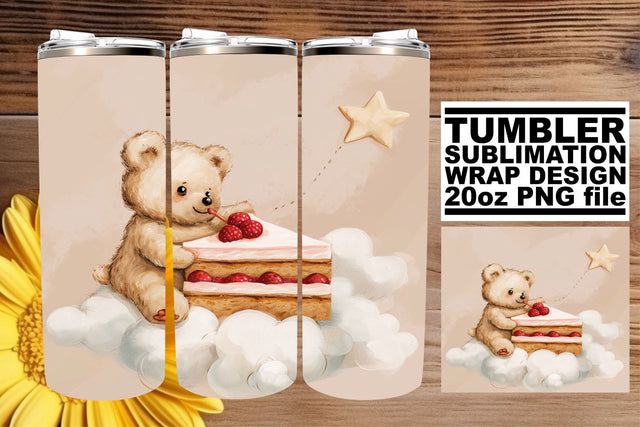 Watercolor Baby Bears on Tumbler - Whimsical Nursery Magic Sublimation afrosvg 