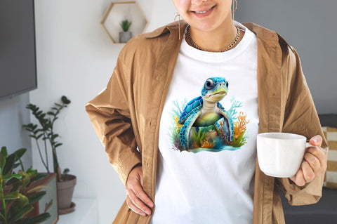 Watercolor Baby Sea Turtle Sublimation Clipart Bundle Sublimation Designangry 