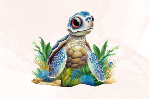 Watercolor Baby Sea Turtle Sublimation Clipart Bundle Sublimation Designangry 