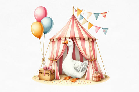 Watercolor Baby White Goose Birthday Png Sublimation SVGista 