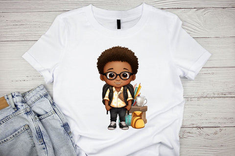 Watercolor Back to School Black Boy Clipart Bundle Sublimation Designangry 