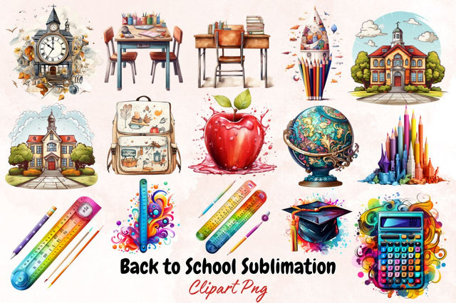 Watercolor Back to School Sublimation Bundle Sublimation Designangry 