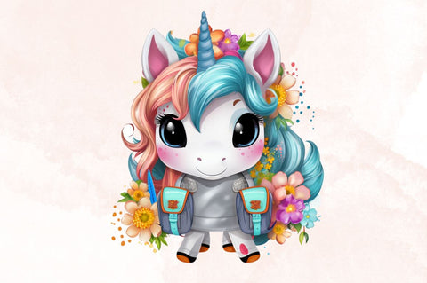 Watercolor Back to School Unicorn Clipart Bundle Sublimation Designangry 