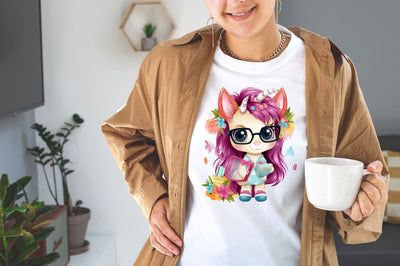 Watercolor Back to School Unicorn Clipart Bundle Sublimation Designangry 