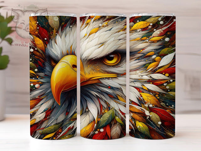 Watercolor Bald Eagle Tumbler, Patriotic Eagle Wrap, Wildlife Animal Cup, 20oz Sublimation Wrap, Majestic Eagle Tumbler, Artistic Bird Design Cup, Bald Eagle Theme Wrap Sublimation Lara' s Designs 