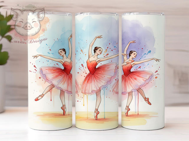 Watercolor Ballerina Dance Tumbler, Watercolor Style, Colorful Artwork, Dance Design, Graceful Motion, 20Oz Tumbler, Sublimation Wrap Sublimation Lara' s Designs 