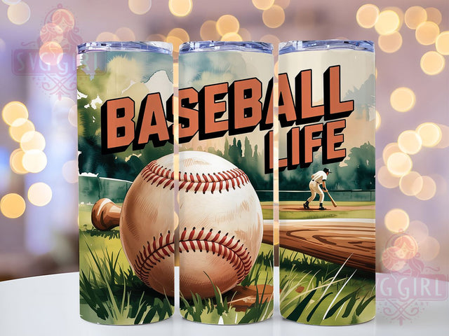 Watercolor Baseball Life Tumbler Wrap, Baseball Tumbler Wrap, Baseball Mom Tumbler, 20oz Skinny Tumbler, Baseball Life Sublimation, Game Day Tumbler, Baseball Coach Gift Sublimation SvggirlplusArt 