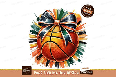 Watercolor Basketball With Ribbon Sublimation Png Sublimation Designangry 