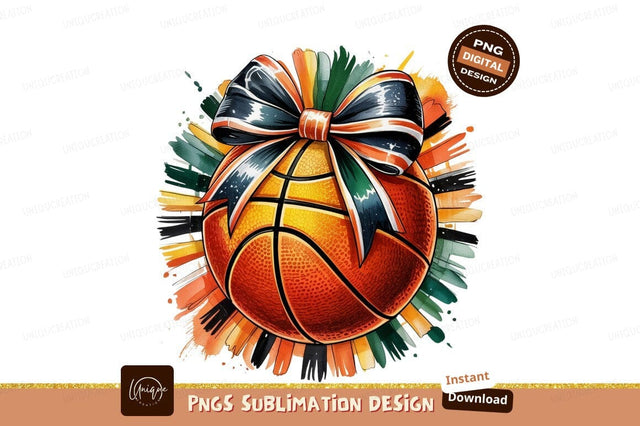 Watercolor Basketball With Ribbon Sublimation Png Sublimation Designangry 