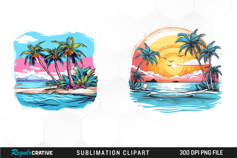 Watercolor Beach Towels Clipart Bundle Sublimation Regulrcrative 