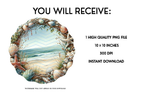 Watercolor Beach Wind Spinner Sublimation PNG Sublimation BijouBay 