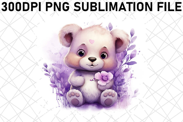Watercolor Bear and Heart Sublimation - Valentine's Day Sublimation afrosvg 