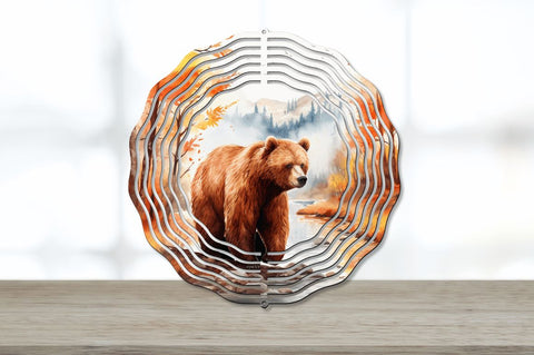 Watercolor Bear in Autumn Wind Spinner Sublimation Regulrcrative 