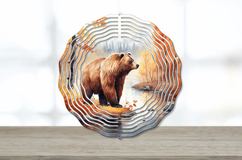 Watercolor Bear in Autumn Wind Spinner Sublimation Regulrcrative 