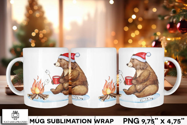 Watercolor Bear Mug Wrap Sublimation Sublimation Natasha Prando 