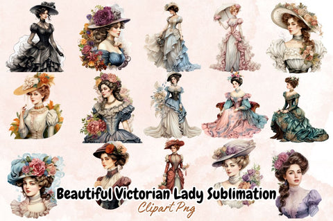 Watercolor Beautiful Victorian Lady Sublimation Bundle Sublimation Designangry 