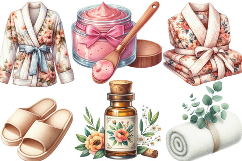 Watercolor Beauty Spa Clipart Bundle Sublimation SVGista 