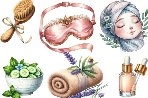 Watercolor Beauty Spa Clipart Bundle Sublimation SVGista 