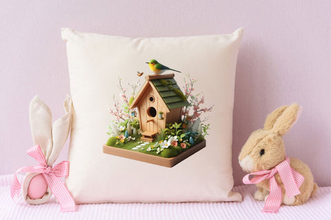 Watercolor Bird House Clipart Bundle Sublimation SVGArt 