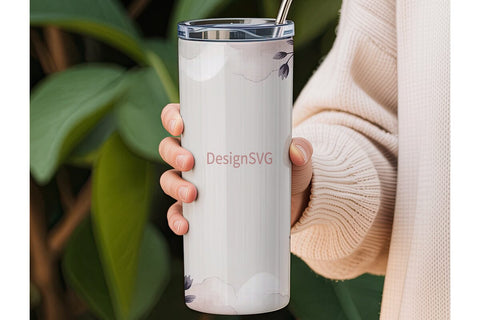 Watercolor Birds and Flowers Tumbler Sublimation DesignSVG 